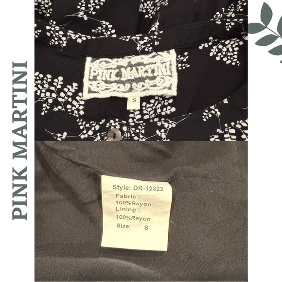 🛍️3/$40 Pink Martini Drawstring Waist Summer Dress | Black White Floral | Small - Picture 8 of 8